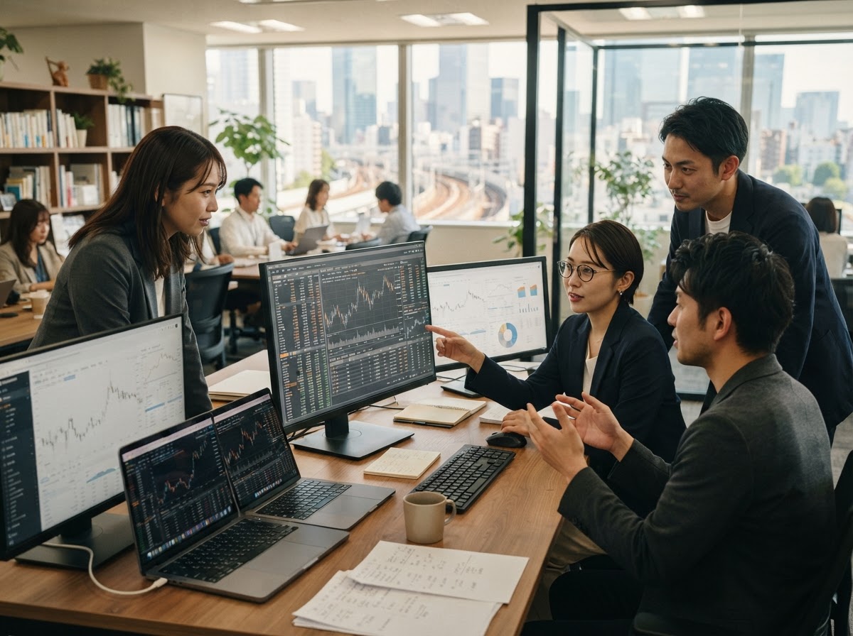 Platbourseのチームが解析結果を検証している様子